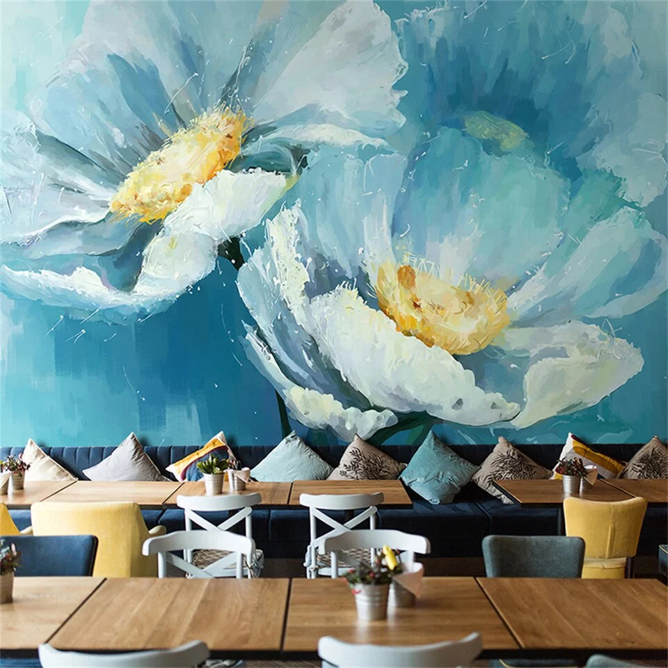 Pastel blue flowers wallpaper