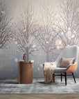 Panoramic snowy forest landscape wallpaper