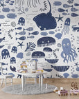 Child's wallpaper with sea animals