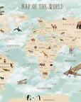 Child's world map with animals wallpaper