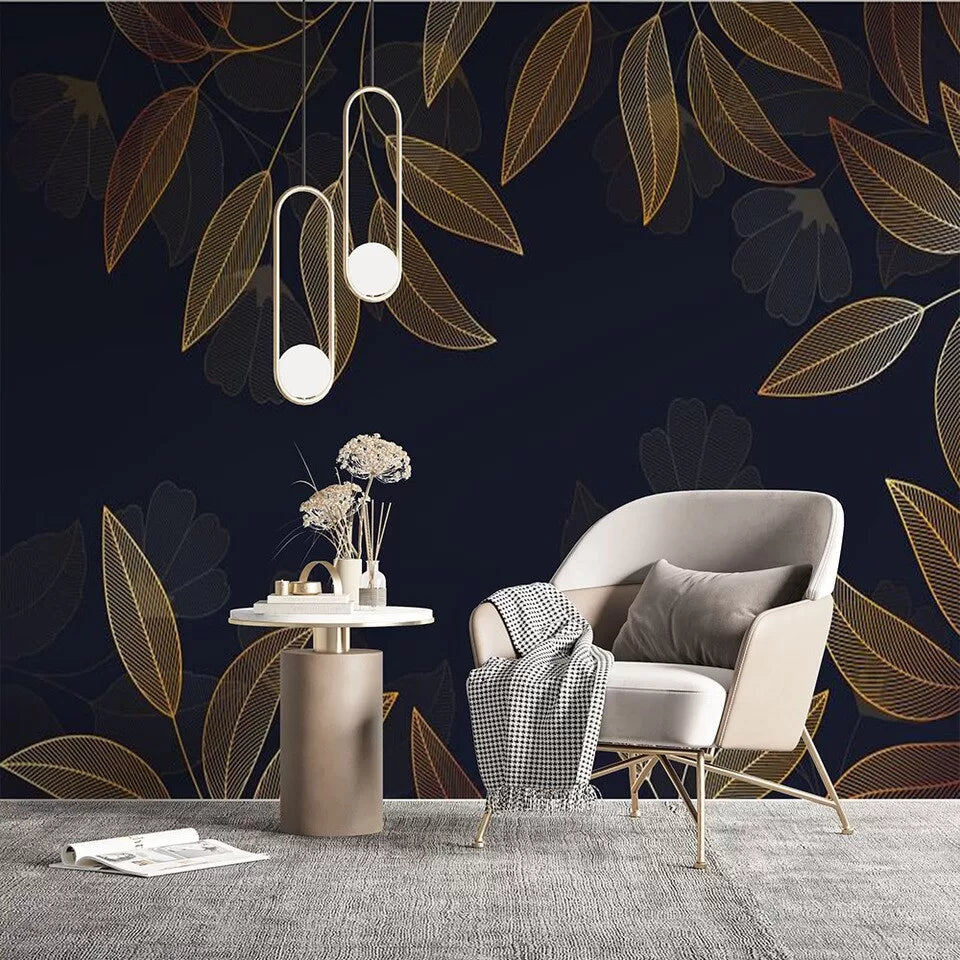 Modern brown foliage wallpaper