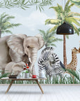Children's savanna animals wallpaper