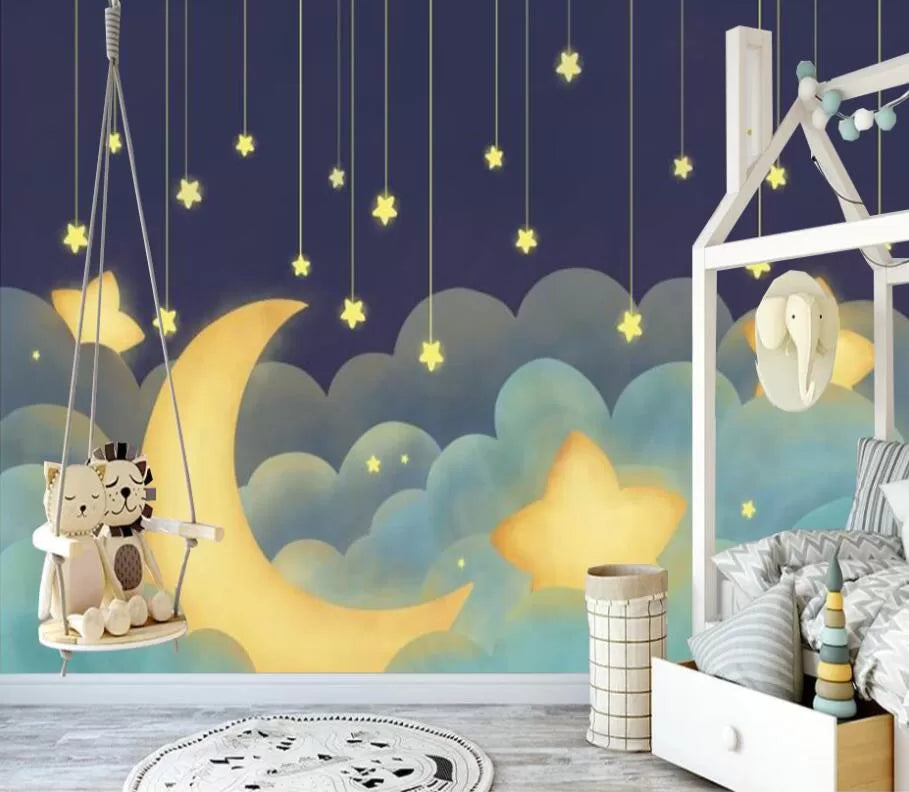 Child&#39;s wallpaper with a starry sky