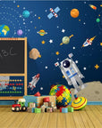 Child's wallpaper with abstract space theme