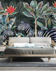 Tropical forest and zebras wallpaper