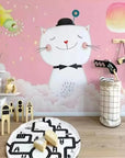 Child's wallpaper with a cat in the clouds