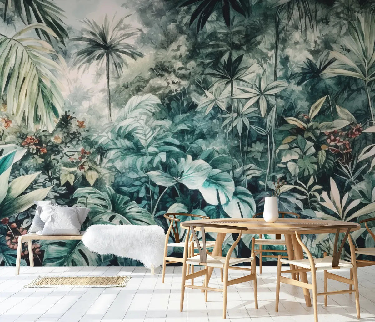 Tropical jungle watercolor wallpaper