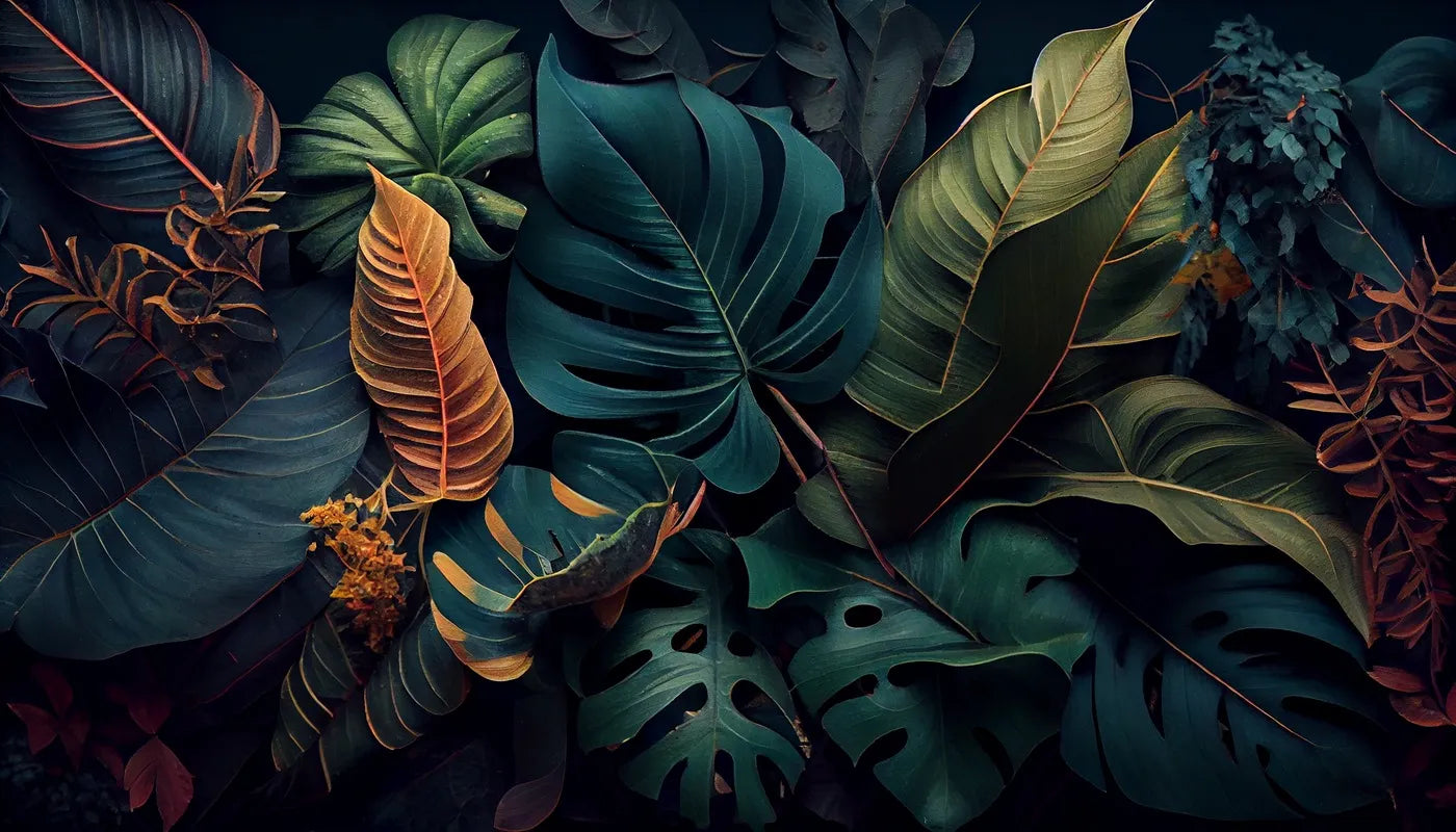 Tropical foliage illustration wallpaper