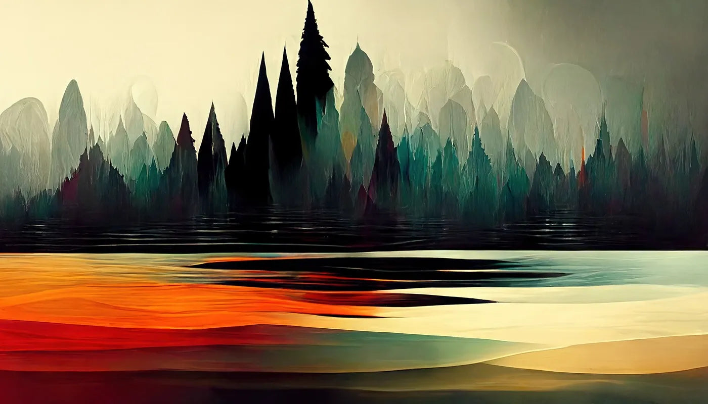 Forest and lake abstract wallpaper