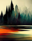 Forest and lake abstract wallpaper