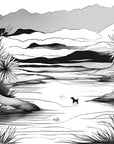 Black and white wallpaper dog in the water