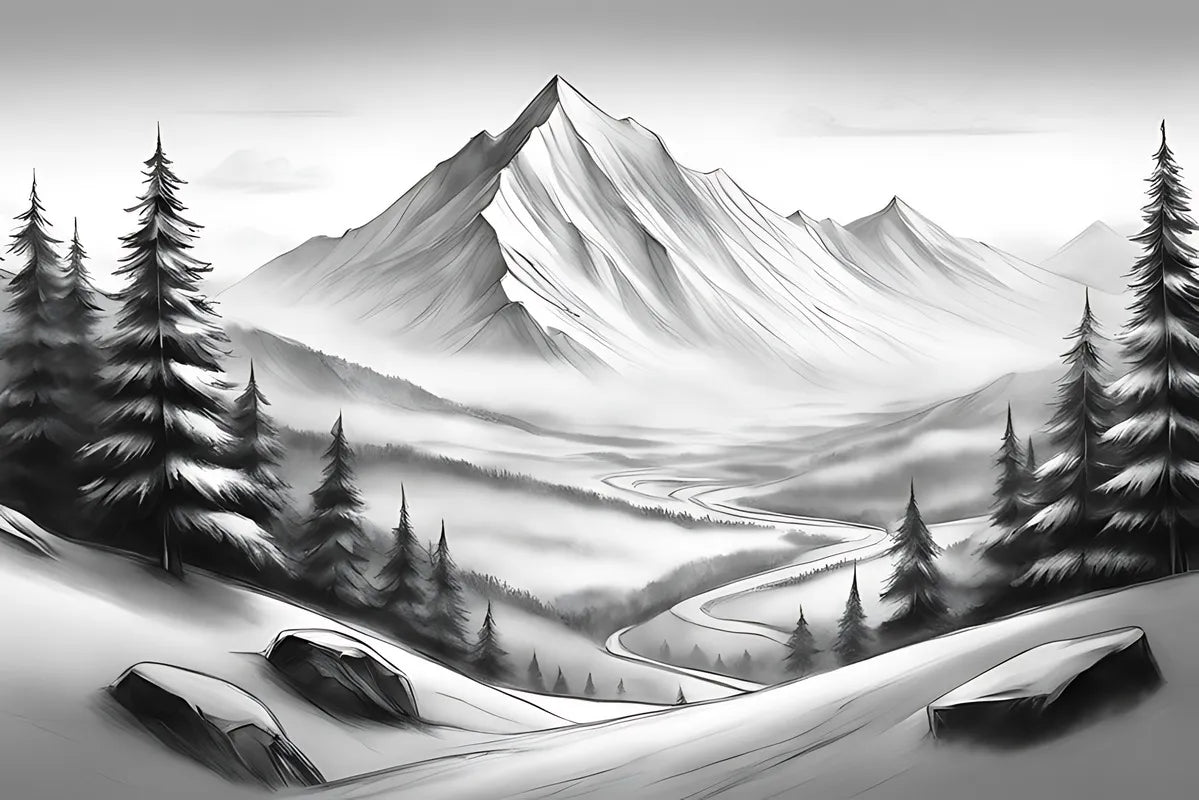 Fond d&#39;écran noir et blanc vallée de montagne