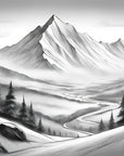 Fond d'écran noir et blanc vallée de montagne