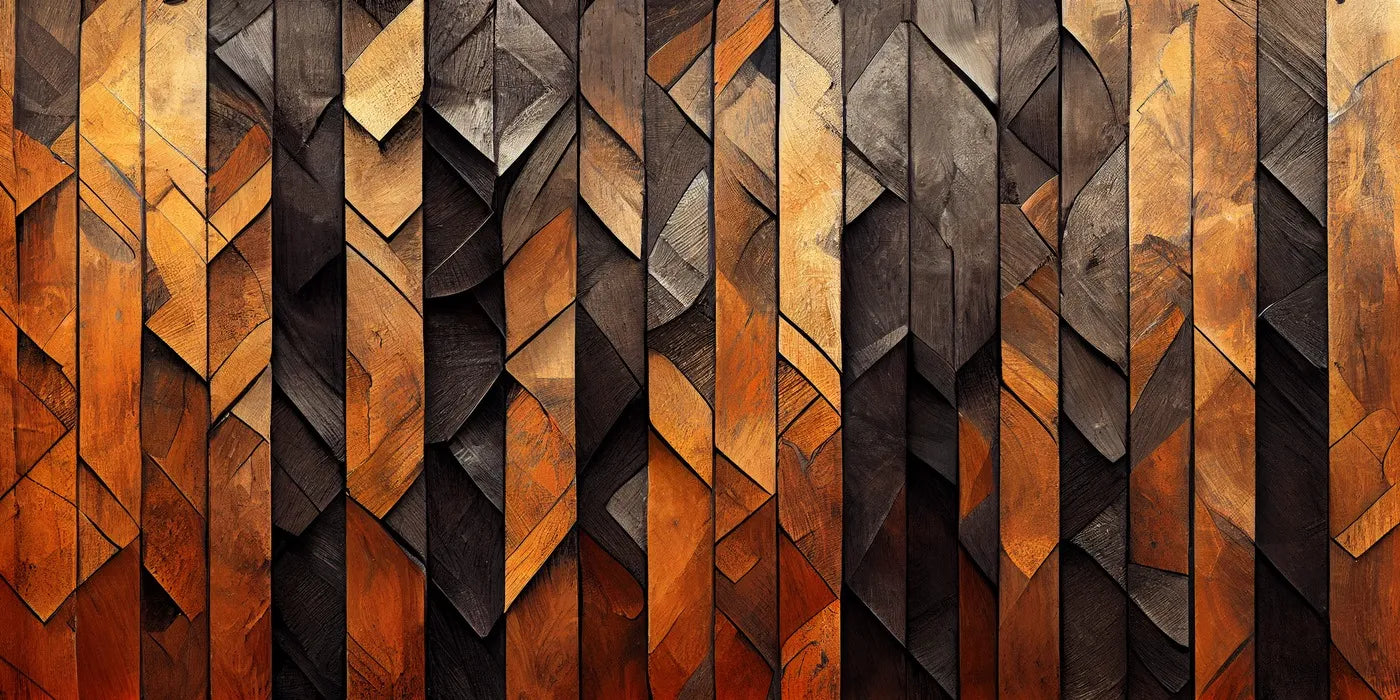Papier peint géométrique en bois marron