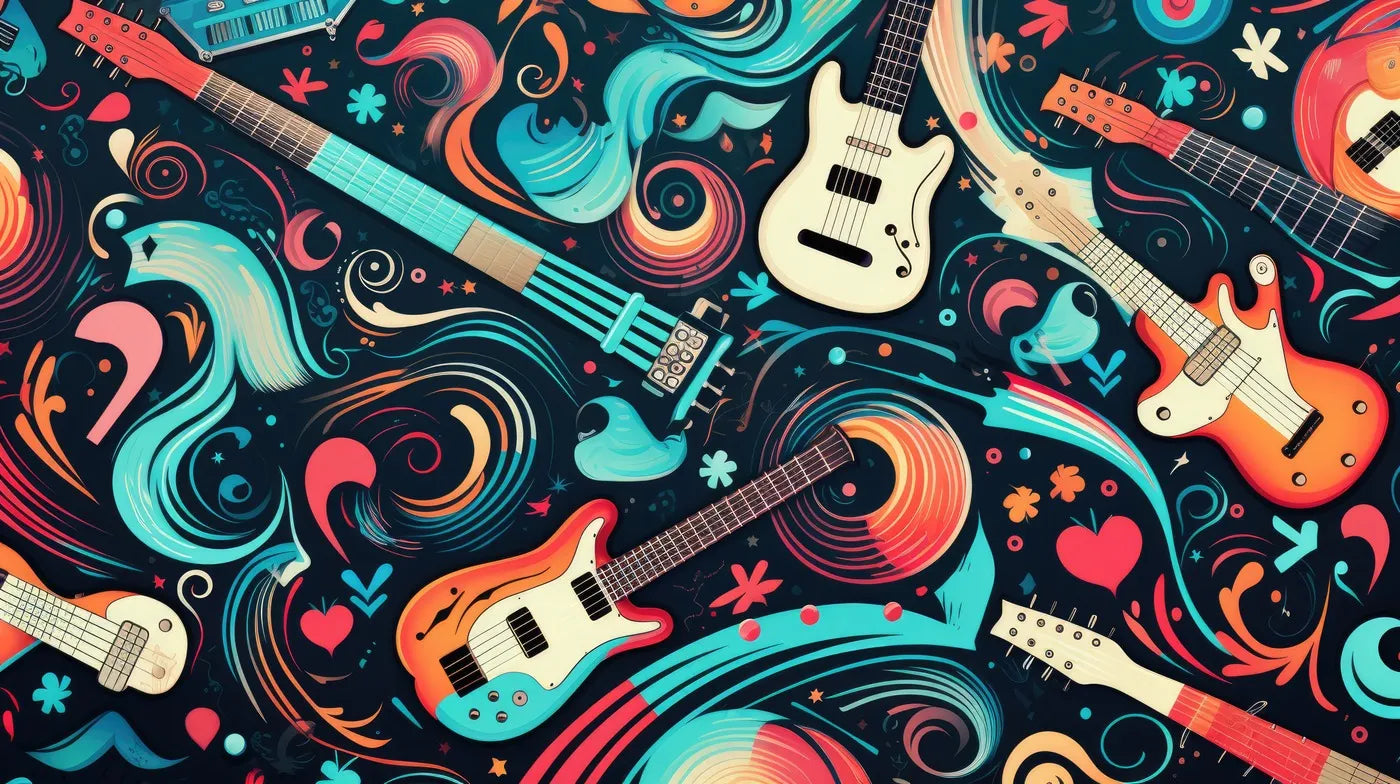 Guitares de papier peint de musique