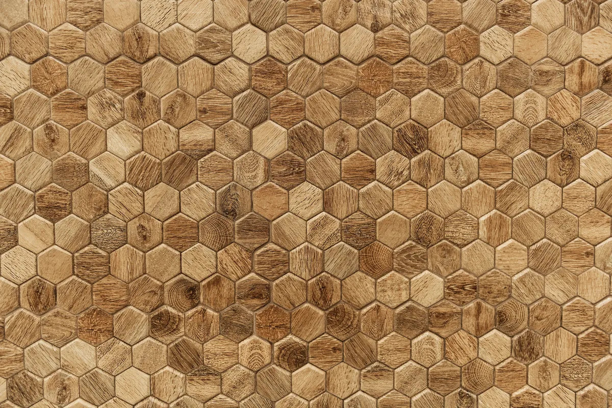Papier peint hexagone en bois