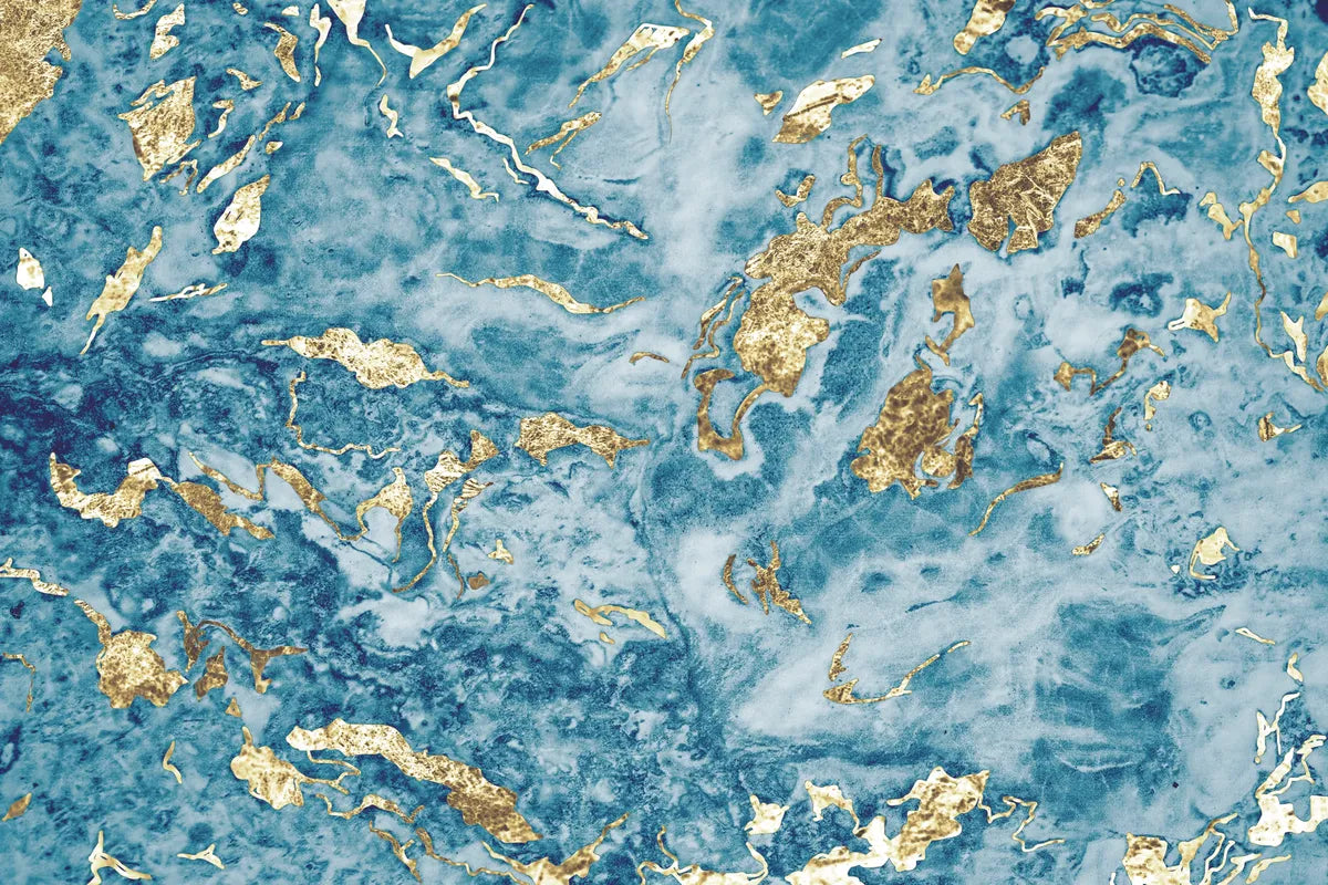 Blue and gold marble stone wallpaper