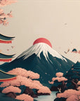 Japanese temple and mountain wallpaper