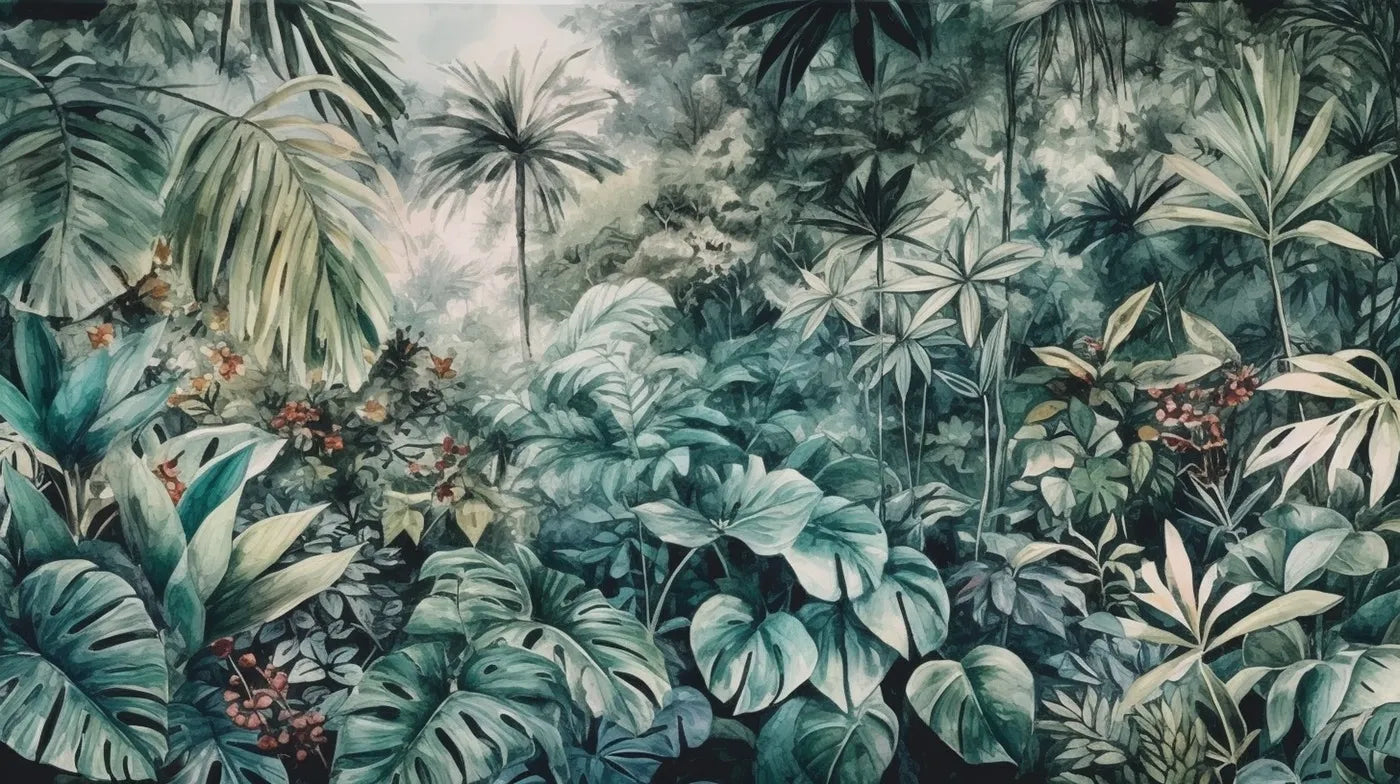 Tropical jungle watercolor wallpaper