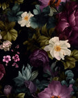 Vintage floral on black background wallpaper