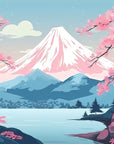 Japanese snowy mountain and lake wallpaper