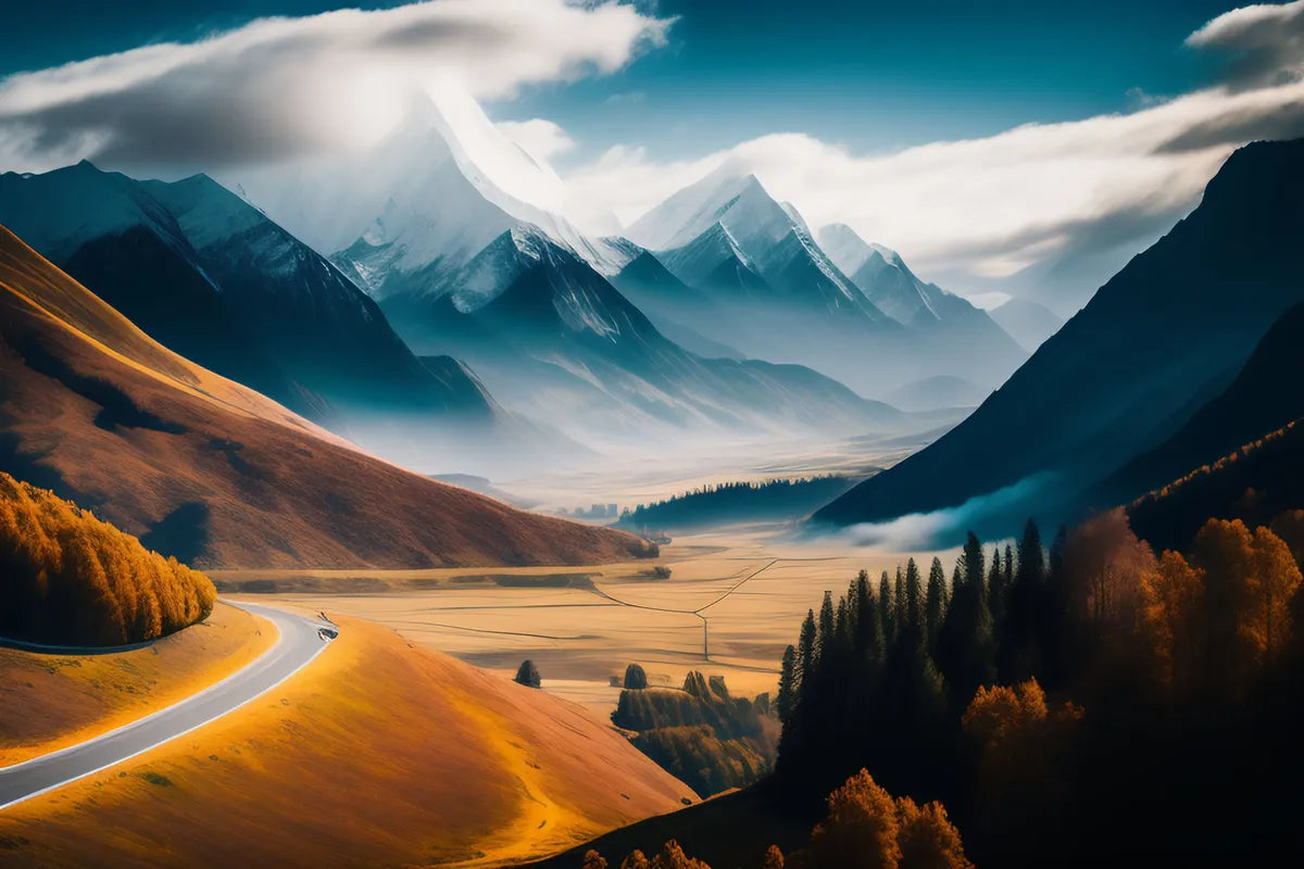 Mountain pass landscape wallpaper