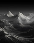 Chaîne de montagnes en papier peint noir et blanc