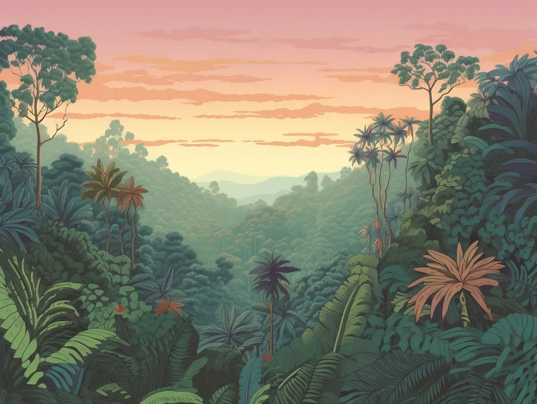 Pastel tropical landscape wallpaper