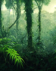 Panoramic lush tropical forest wallpaper